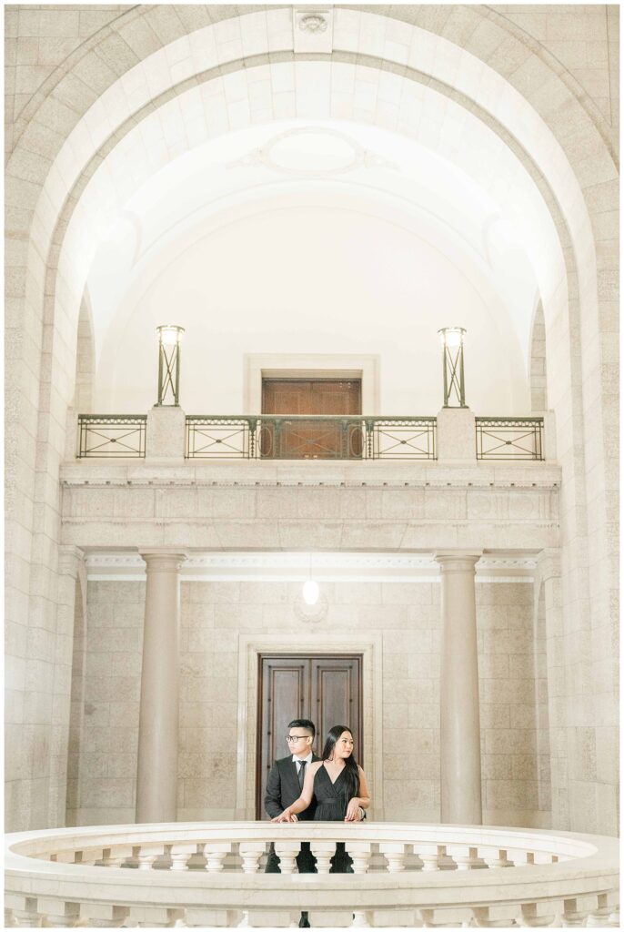 Couple photos at the Winnipeg Legislative building